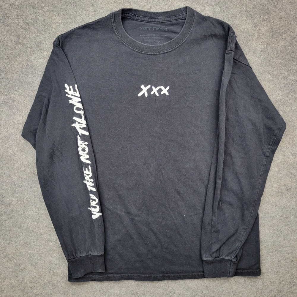 XXXTENTACION Shirt Mens Medium Black You Are Not Alone Long‎ Sleeve Graphic Tee